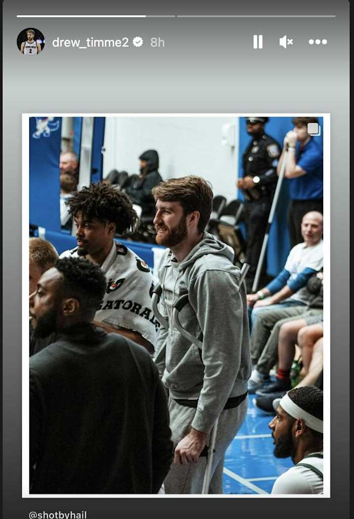 Drew Timme shared a photo of himself on crutches on Instagram Tuesday.